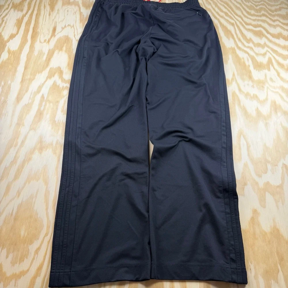 Y2K Baggy Adidas Mens L Black Track Pants 3-Stripe Athletic Trousers